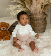 Mintini Baby Boy Beige Corduroy Romper
